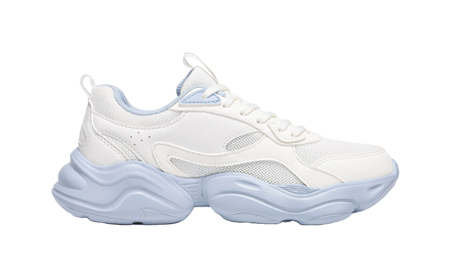 XTEP Cushioning, Wear Resistant Low Top Casual Running Shoes Women's Sail White Dusty Blue 