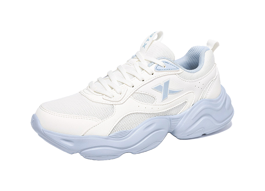 XTEP Cushioning, Wear Resistant Low Top Casual Running Shoes Women's Sail White Dusty Blue 