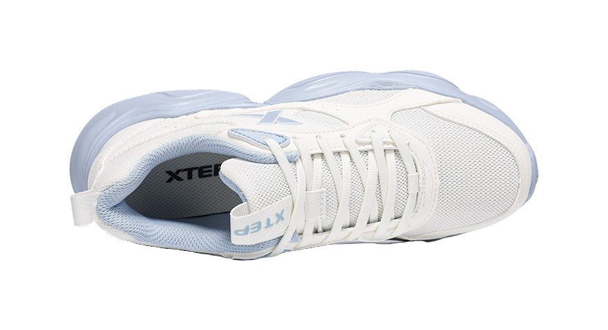 XTEP Cushioning, Wear Resistant Low Top Casual Running Shoes Women's Sail White Dusty Blue 