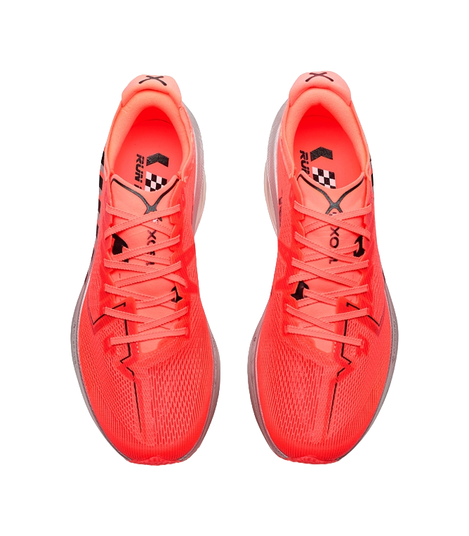 XTEP Cushioning, Wear Resistant Low top Carbon Plate Marathon Training Race Running Shoes Men's Super Orange Black 