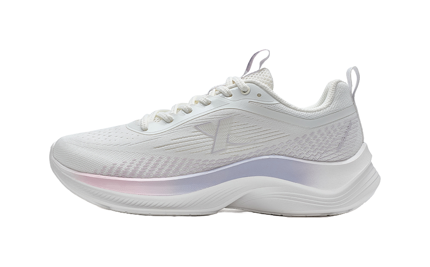 XTEP Feather Cushioning, Wear Resistant Low top Sprint Running Shoes Women's Sail White/Snow Cyan Purple 