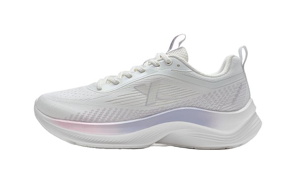 XTEP Feather Cushioning, Wear Resistant Low top Sprint Running Shoes Women's Sail White/Snow Cyan Purple 