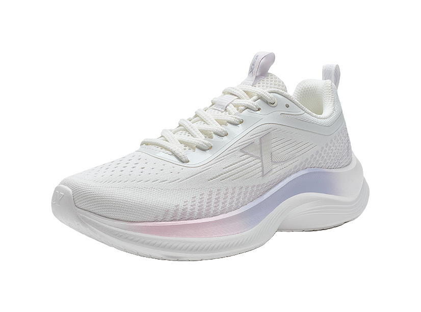XTEP Feather Cushioning, Wear Resistant Low top Sprint Running Shoes Women's Sail White/Snow Cyan Purple 