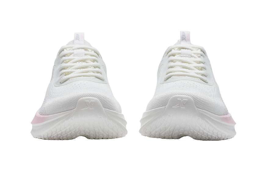 XTEP Feather Cushioning, Wear Resistant Low top Sprint Running Shoes Women's Sail White/Snow Cyan Purple 