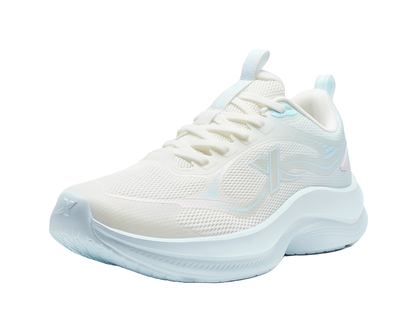 XTEP Feather Rebound Lightweight Low top Casual City Commute Running Shoes Women's Sail White Misty Blue 