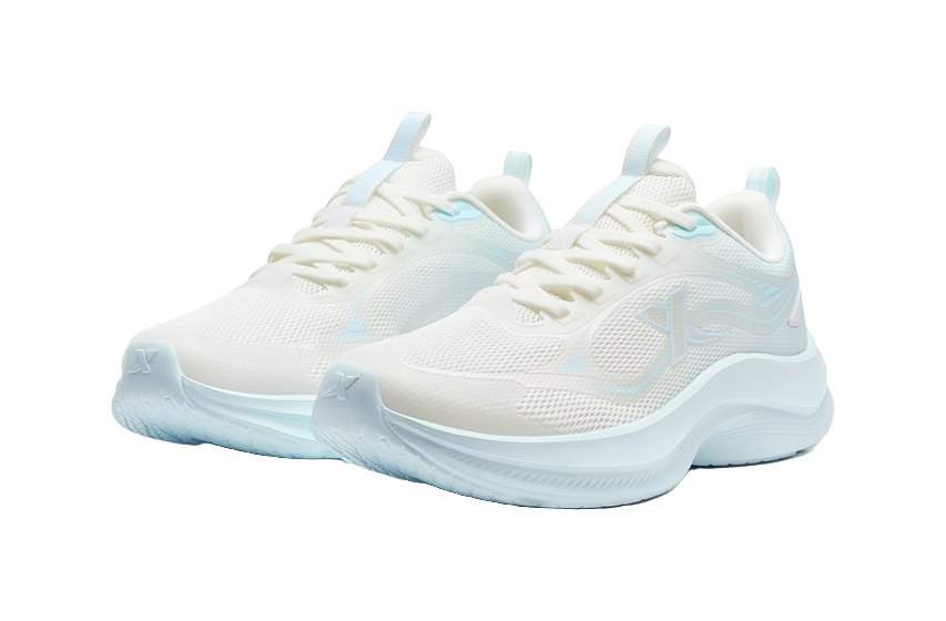 XTEP Feather Rebound Lightweight Low top Casual City Commute Running Shoes Women's Sail White Misty Blue 