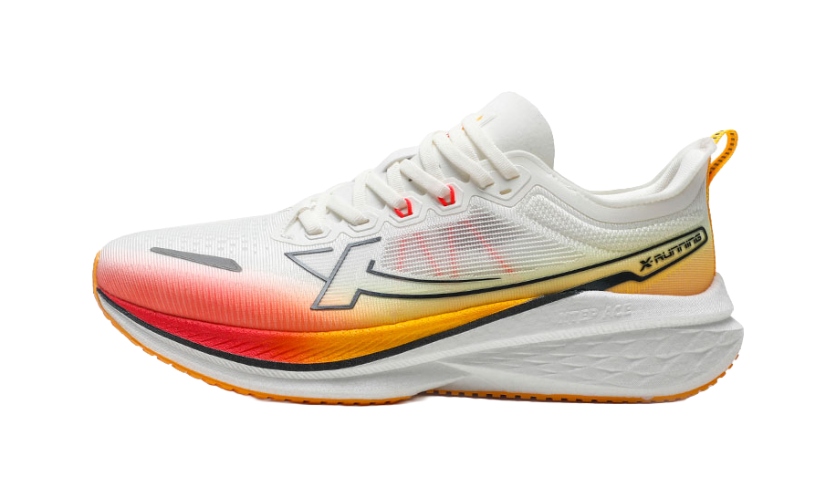 XTEP Five point Speed 2.0 Shock Absorbers Slip Resistant Low top Casual Running Shoes Men's White Red 