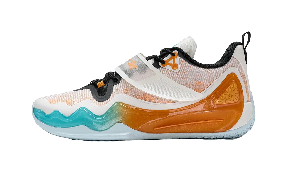 XTEP Lin Frenzy 2-V2 Jlin Wear-Resistant Low-Top Basketball Shoes Mens Sail White/Orange Yellow  vjsneaker.com