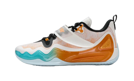 XTEP Lin Frenzy 2-V2 Jlin Wear-Resistant Low-Top Basketball Shoes Mens Sail White/Orange Yellow  vjsneaker.com