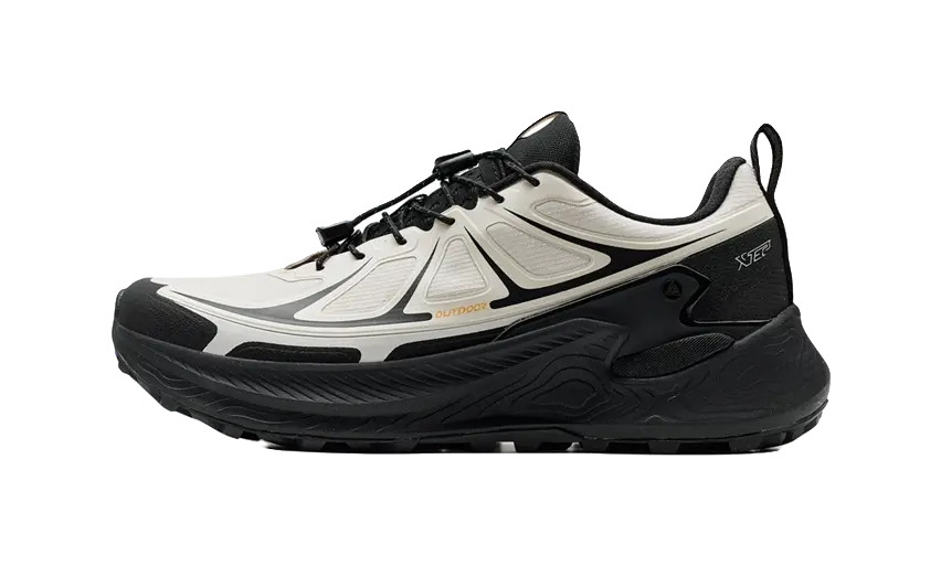 XTEP Men's Low-Top Outdoor Shoes - Anti-Slip & Wear-Resistant Black White Dust Gray  VJSNEAKER