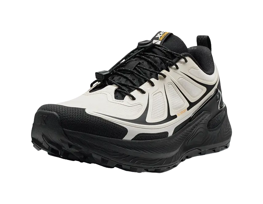 XTEP Men's Low-Top Outdoor Shoes - Anti-Slip & Wear-Resistant Black White Dust Gray  VJSNEAKER