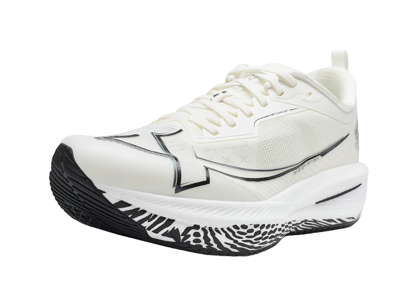 XTEP One piece Molded 2nd Generation Cushioning, Wear Resistant Low top Running Shoes Men's Canvas White/Black 