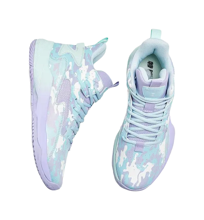 XTEP Silk Blade Shock Absorbers Slip Resistant Abrasion Resistant High top Performance Basketball Shoes Mens Foam Blue 