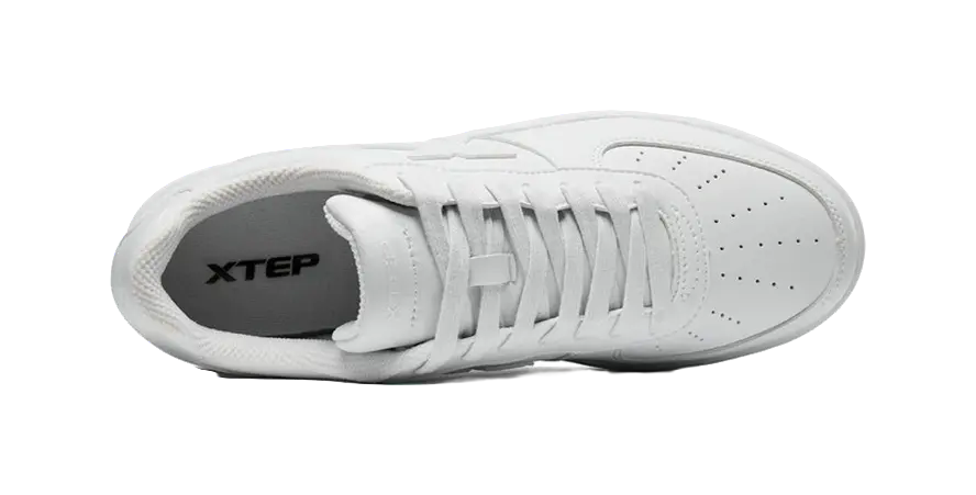 XTEP Slip Resistant Abrasion Resistant Low top Skateboard Shoes Mens White  vjsneaker.com