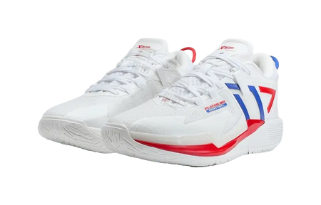 XTEP Spirit 3.0 Cushioning, Slip Resistant, Abrasion Resistant Coverage Low Top Basketball Shoes Mens White Blue 