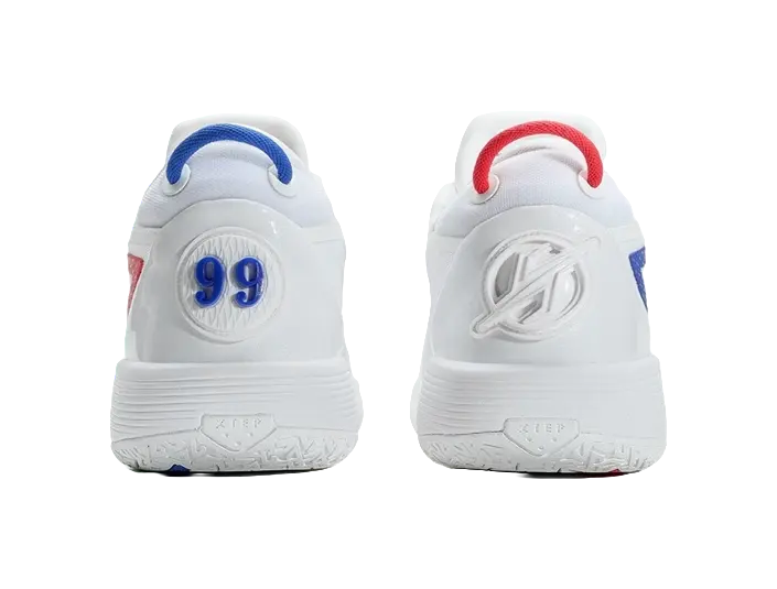 XTEP Spirit 3.0 Cushioning, Slip Resistant, Abrasion Resistant Coverage Low Top Basketball Shoes Mens White Blue 