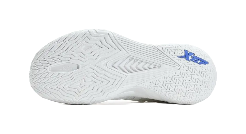 XTEP Spirit 3.0 Cushioning, Slip Resistant, Abrasion Resistant Coverage Low Top Basketball Shoes Mens White Blue 
