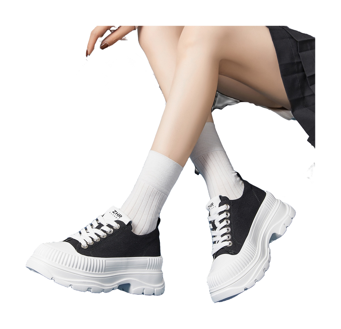 ZHR Artsy Style Canvas Shoes Abrasion Resistant Lightweight Height Increasing Casual Shoes Women's 