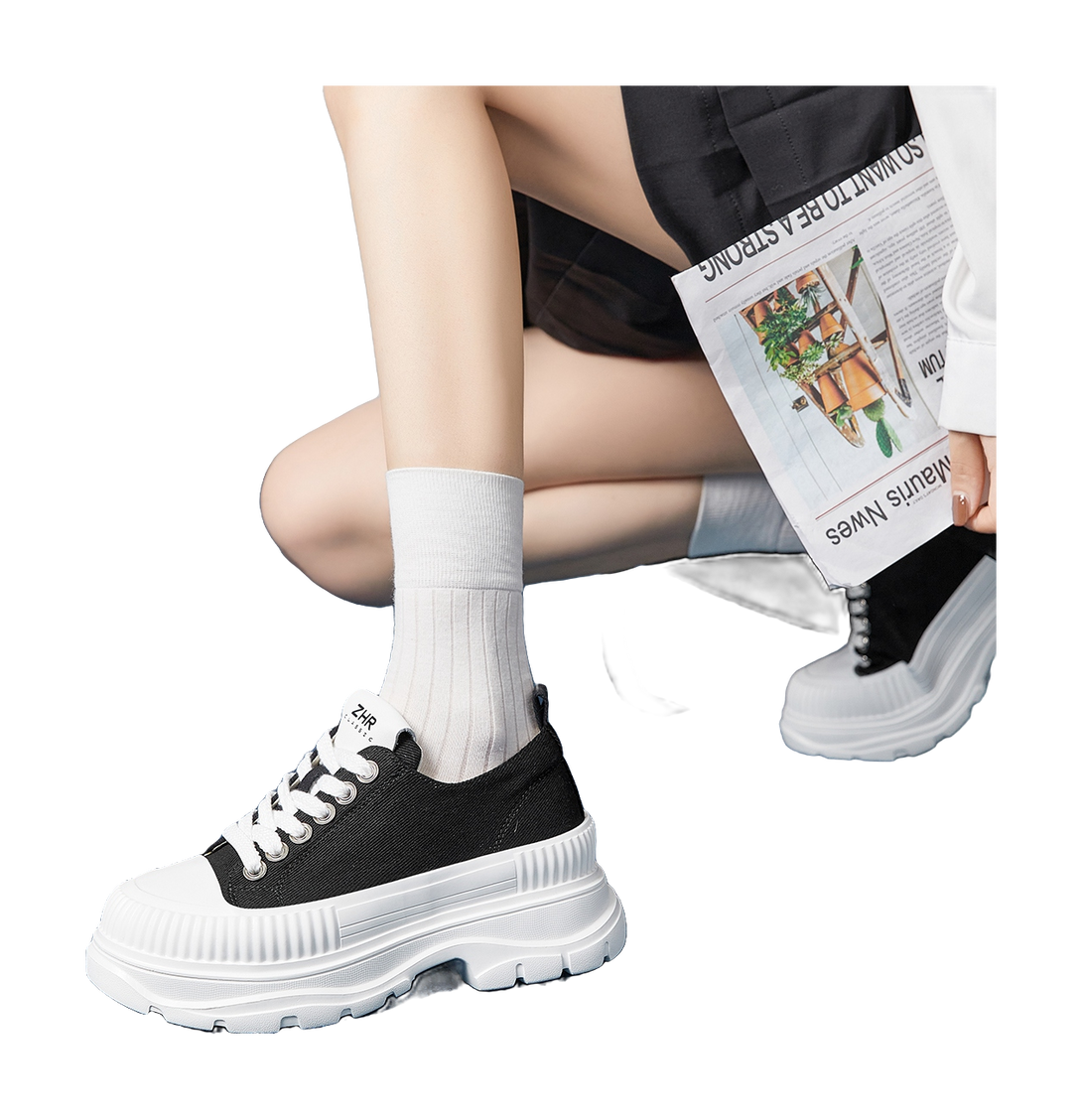 ZHR Artsy Style Canvas Shoes Abrasion Resistant Lightweight Height Increasing Casual Shoes Women's 