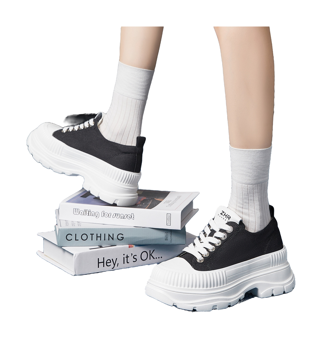 ZHR Artsy Style Canvas Shoes Abrasion Resistant Lightweight Height Increasing Casual Shoes Women's 