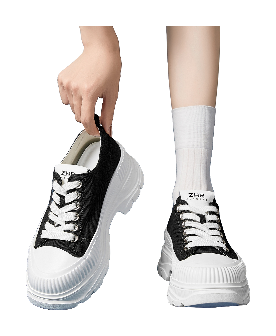 ZHR Artsy Style Canvas Shoes Abrasion Resistant Lightweight Height Increasing Casual Shoes Women's 