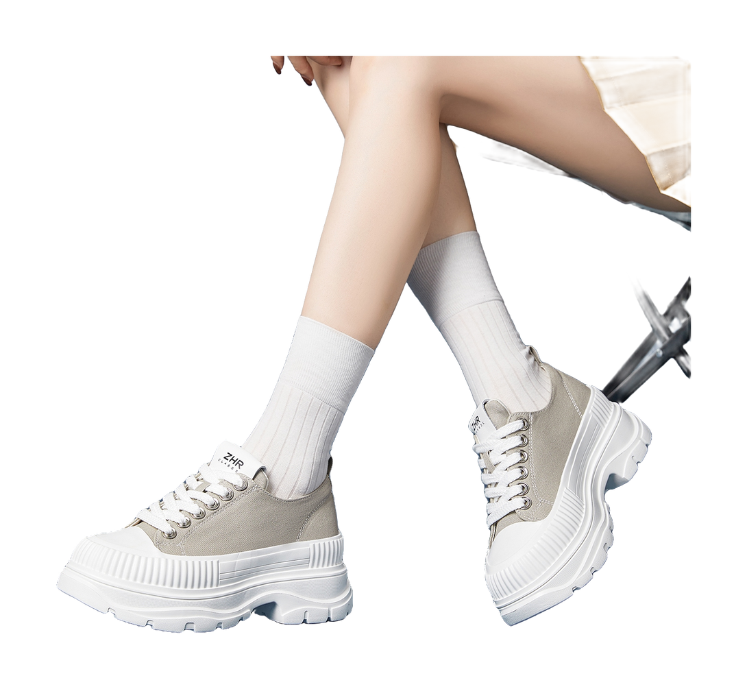 ZHR Artsy Style Canvas Shoes Abrasion Resistant Lightweight Height Increasing Casual Shoes Women's 