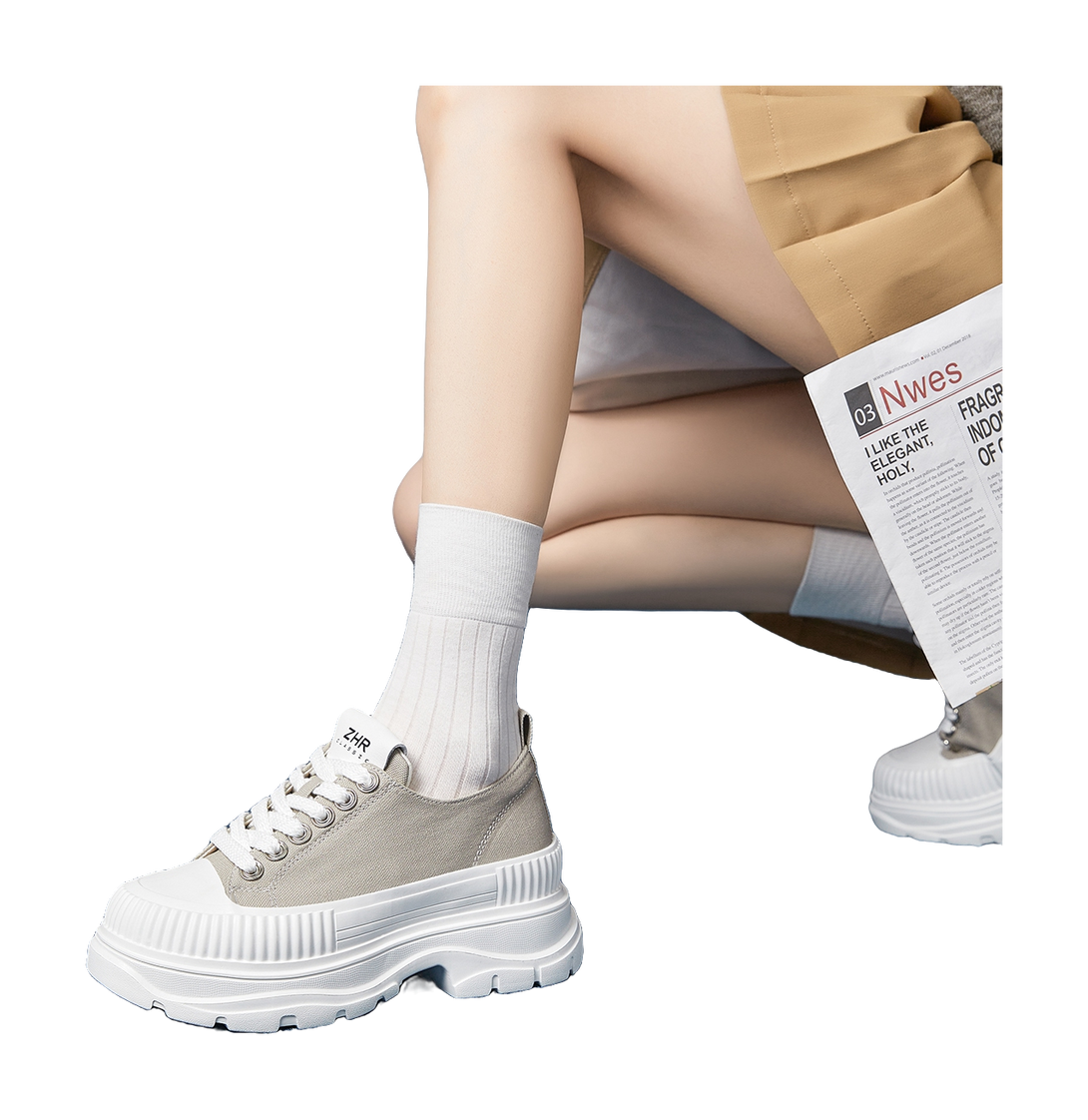 ZHR Artsy Style Canvas Shoes Abrasion Resistant Lightweight Height Increasing Casual Shoes Women's 