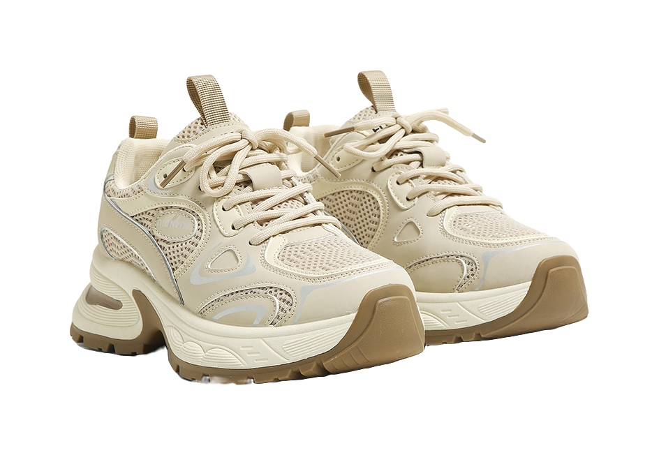 HUANQIU Cushioning, Slip Resistant, Abrasion Resistant, Breathable, Height Increasing Low top Chunky Sneakers Women's 