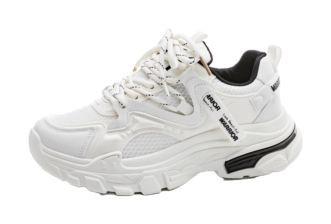 Warrior Cushioned Wear-Resistant Lightweight Slip-Resistant Low-Top Chunky Sneakers Women's Beige Pink 