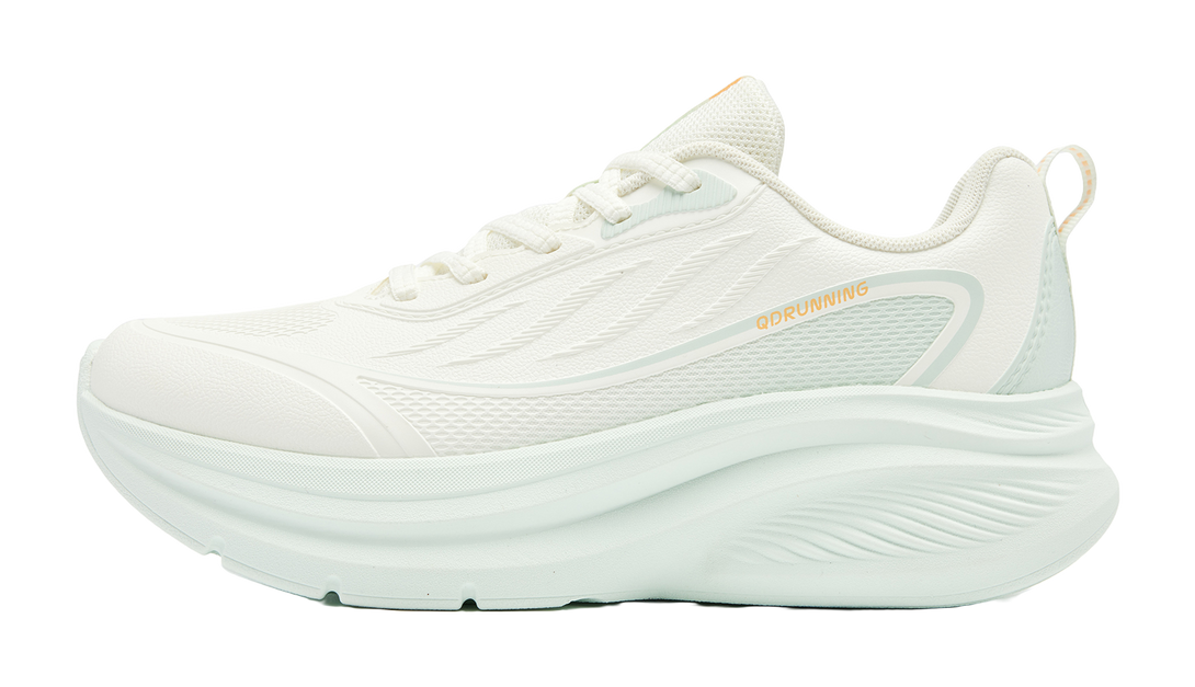 QIAODAN Running Shoes Women's Low top Ivory White, Snow Mist Green 