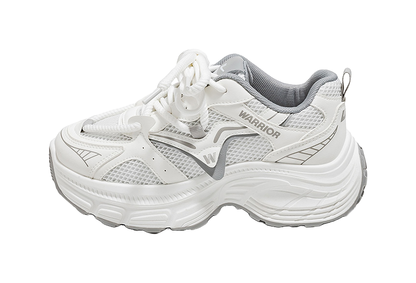 Warrior Low-Top Chunky Sneakers Women's White Gray 