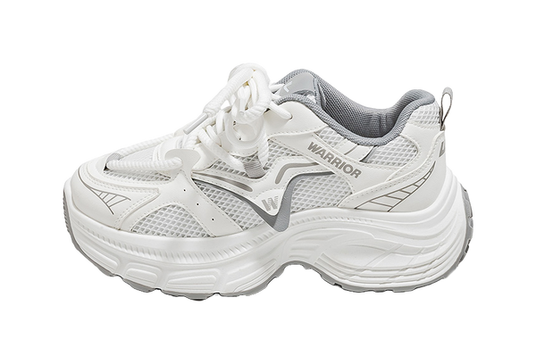 Warrior Low-Top Chunky Sneakers Women's White Gray 