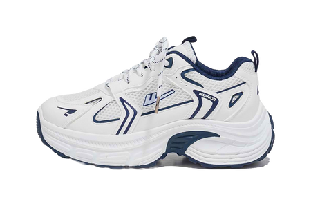 Warrior Cushioning And Breathable Low Top Chunky Sneakers Unisex White Dark Blue  vjsneaker.com