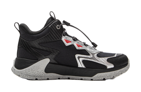 Li Ning Children's Peak Climbing 2 Reflective Comfortable Trendy Fashion Shock Absorbent Rebound Waterproof Support Mid Top Children's Outdoor Shoes Black Silver  VJSNEAKER