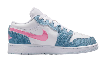 Jordan Air Jordan 1 Slip Resistant Abrasion Resistant Low top Childrens Basketball Shoes White Blue Teenagers  vjsneaker.com