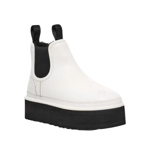 UGG Neumel Platform Chelsea Boot Pebbled White Womens  vjsneaker.com