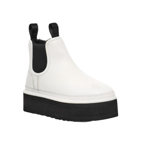 UGG Neumel Platform Chelsea Boot Pebbled White Womens  vjsneaker.com