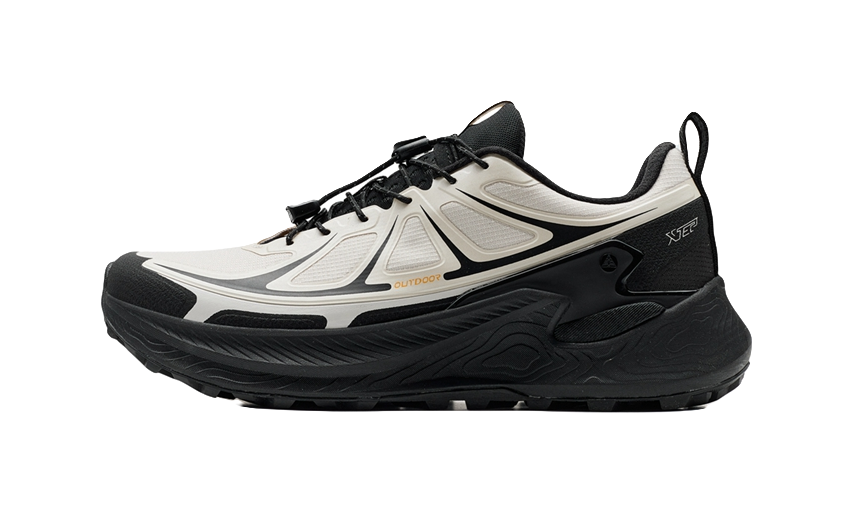 XTEP Men's Low-Top Outdoor Shoes - Anti-Slip & Wear-Resistant Black White Dust Gray 