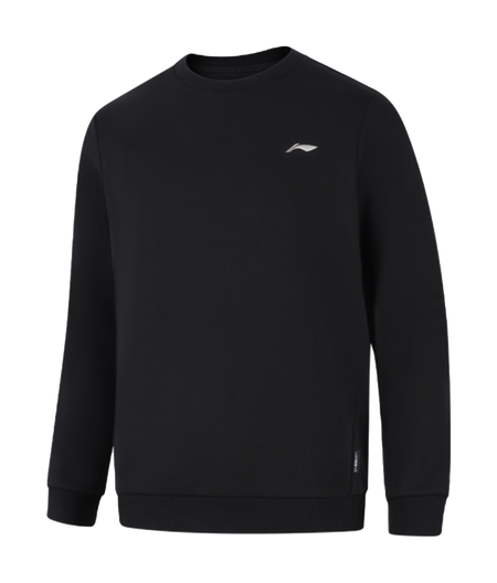 Li-Ning men’s black crewneck sweatshirt with small white logo on upper chest