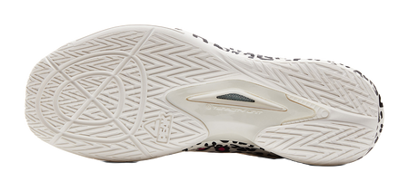 Lightweight basketball shoe outsole, white tread with angular herringbone pattern