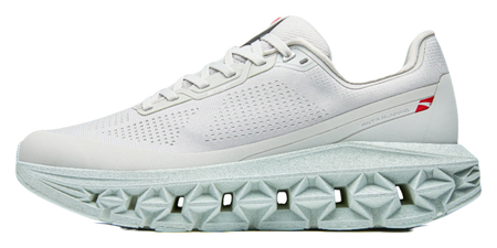 Anta low-top running shoes, light gray knit upper with lace-up front and chunky sole