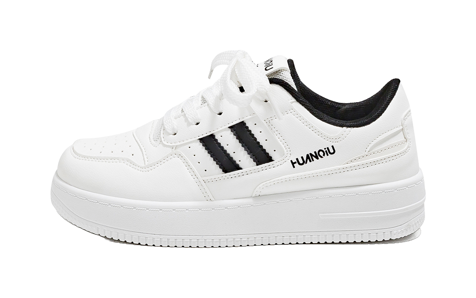 HUANQIU Slip Resistant, Abrasion Resistant, Lightweight Low Top Skateboard Shoes Women's White Black 