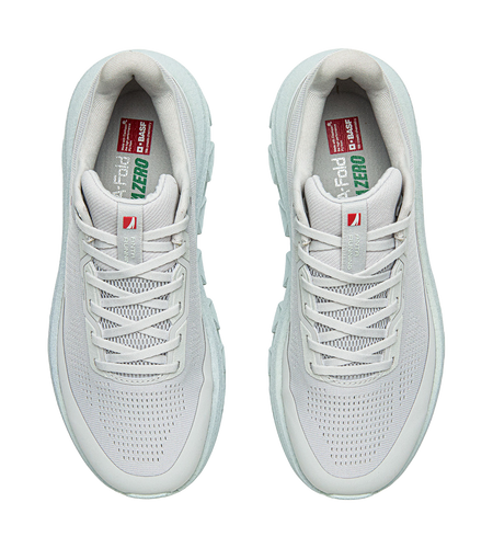 Pair of Anta low-top running shoes, light gray, lace-up openings with red tongue label
