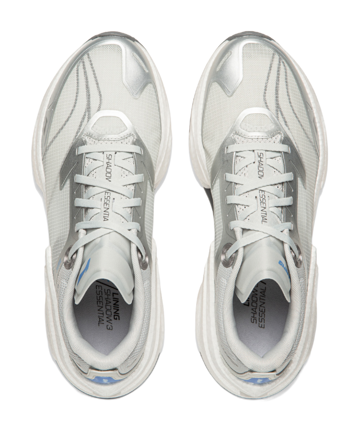 Li Ning Shadow 3 Essential Cushioning Abrasion Resistant Low top Casual Running Shoes Mens Silver Gray  VJsneaker