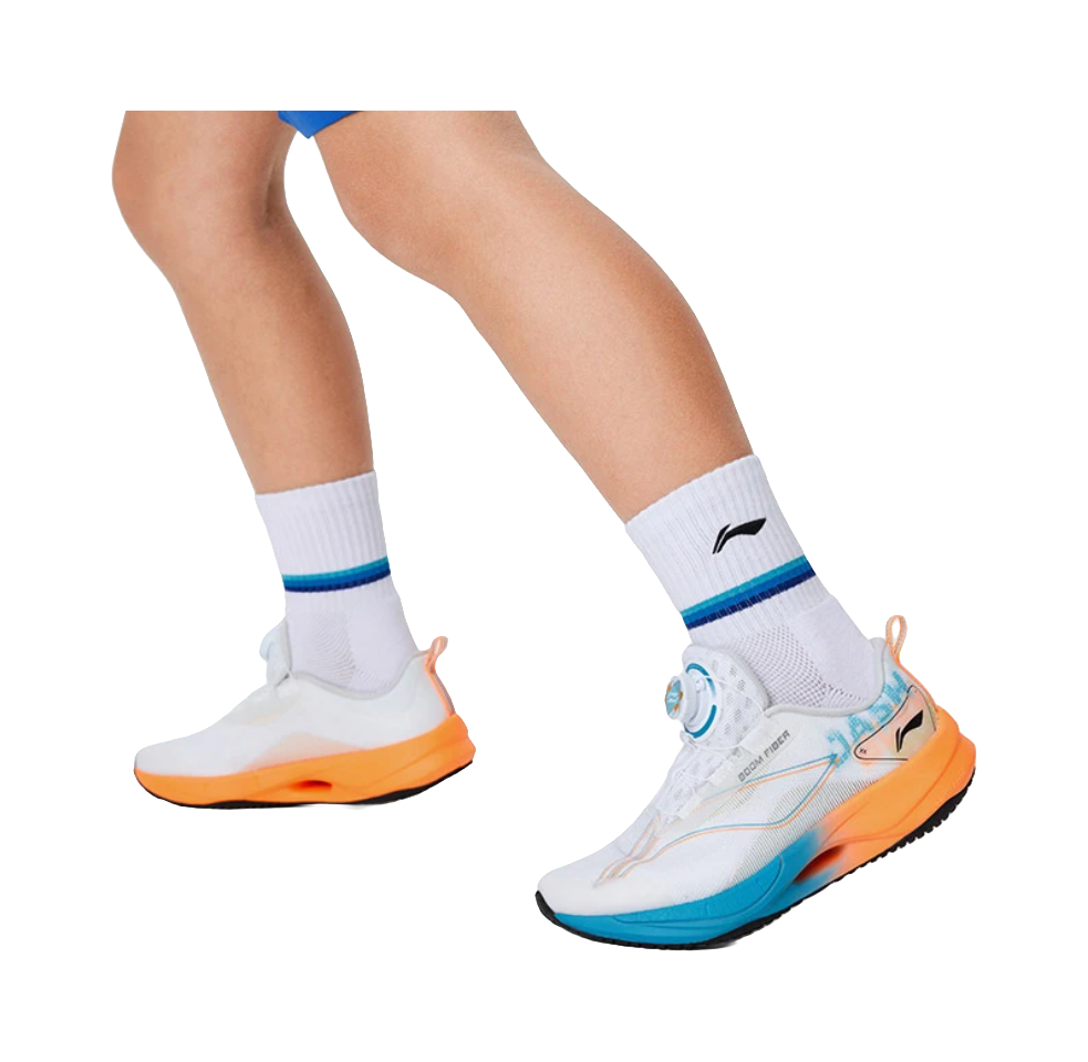 LINING YOUNG Running Slip Resistant Cushioning Abrasion Resistant Breathable Low top Kids' Running Shoes White Orange 