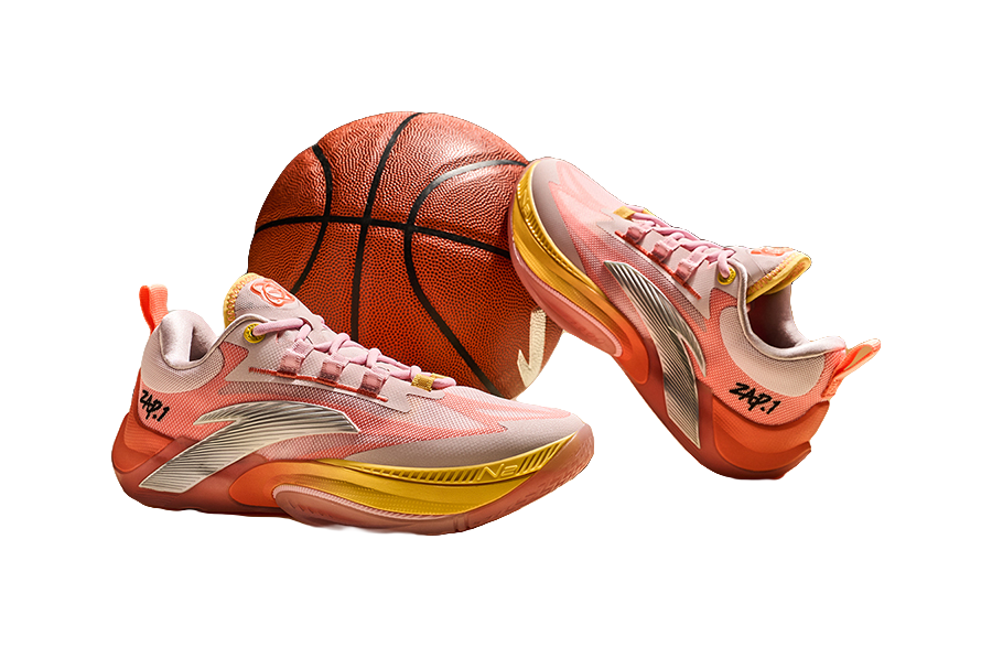 Anta Zap 1 Slip Resistant Abrasion Resistant Support Low top Childrens Basketball Shoes Pink Orange Kids  VJSNEAKER