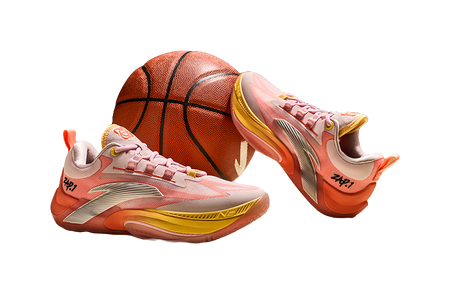 Anta Zap 1 Slip Resistant Abrasion Resistant Support Low top Childrens Basketball Shoes Pink Orange Kids  VJSNEAKER