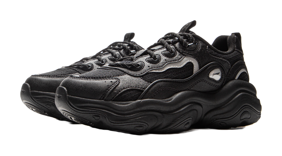 LiNing Honey Cushioning, Slip Resistant, Abrasion Resistant Support Low top Chunky Sneakers Women's Black 