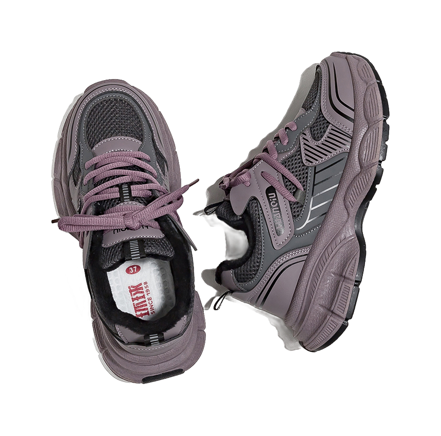 HUANQIU Slip Resistant, Abrasion Resistant, Breathable Low top Chunky Sneakers Women's Purple 