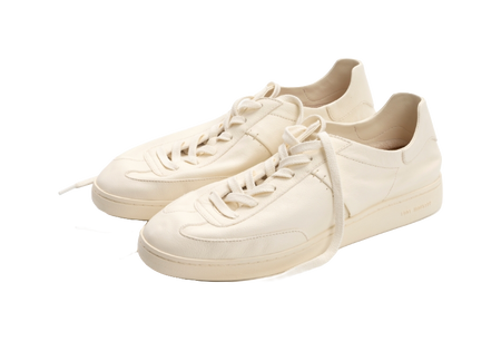 Unisex low-top lace-up trainers in antique white, pair view